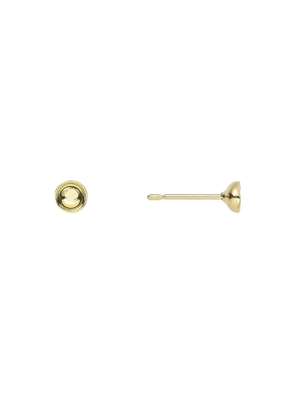 Gold 14K Plated Stainless Steel 4mm Cup Post Stud Earring Findings 10 pcs